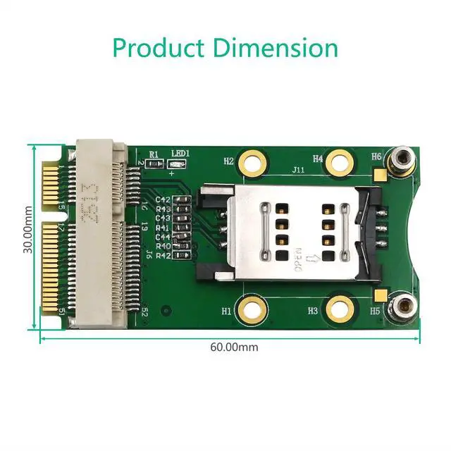 Alt view image 4 of 7 - Mini PCI-E Adapter with SIM Card Slot for 3G/4G,WWAN LTE,GPS Card (Clamshell SIM Card Holder)