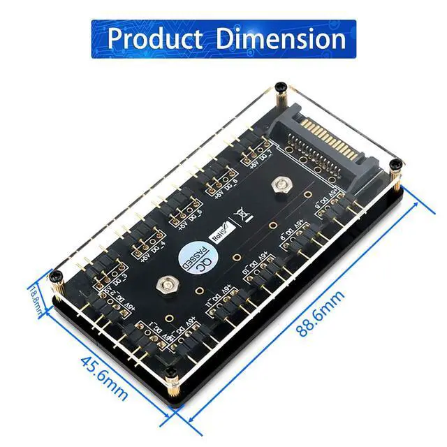 Alt view image 2 of 7 - 12 Way 5V RGB LED Splitter Hub with PMMA Case and Magnetic Standoff for ASUS/MSI 5V 3pin LED Controller