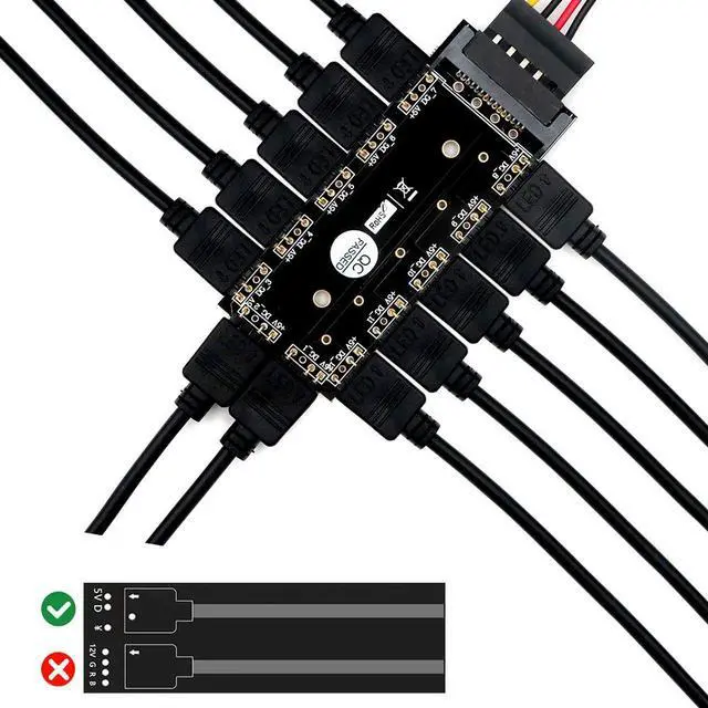 Alt view image 6 of 7 - 12 Way 5V RGB LED Splitter Hub with PMMA Case and Magnetic Standoff for ASUS/MSI 5V 3pin LED Controller