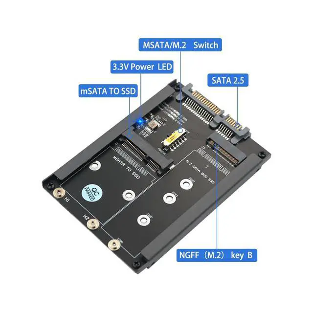 Alt view image 3 of 7 - 2 in 1 MSATA and B Key SSD to 2.5" SATA III with Frame Bracket Retain mSATA SSD as 7mm 2.5" SATA Drive