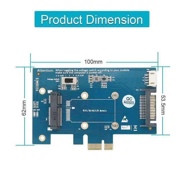 Alt view image 3 of 7 - Mini PCI-E PCI Express to PCI-E 1x Adapter with SIM Card Slot