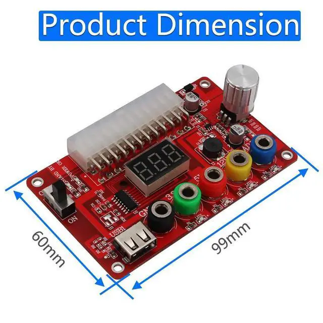 Alt view image 3 of 6 - ATX Power Supply Breakout Board and Acrylic Case Kit with ADJ Adjustable Voltage Knob, Supports 3.3V, 5V, 12V and 1.8V-10.8V (ADJ) Output Voltage, 3A Maximum Output, Reset Protection