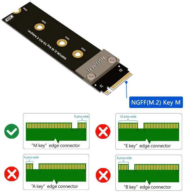 Alt view image 3 of 7 - SUPERPLUS M.2(NGFF) Key M NVMe SSD Extension Cable Extender PCIe3.0 x4 Full Speed