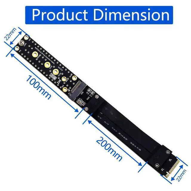Alt view image 4 of 7 - SUPERPLUS M.2(NGFF) Key M NVMe SSD Extension Cable Extender PCIe3.0 x4 Full Speed