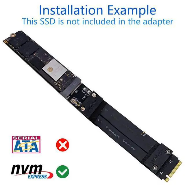 Alt view image 5 of 7 - SUPERPLUS M.2(NGFF) Key M NVMe SSD Extension Cable Extender PCIe3.0 x4 Full Speed