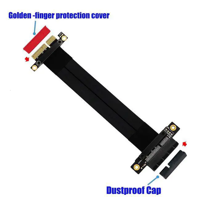 Alt view image 3 of 5 - SUPERPLUS PCI-e Extension Cable 4X 180 Degree 20cm, 24cm Total Length, Black, Indoor Use, Compatible with Graphics Card, Sound Network Personal Computer