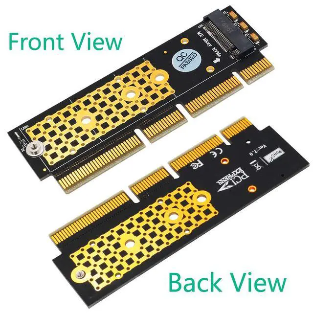 Alt view image 5 of 6 - M.2 NGFF NVMe SSD to PCIE 3.0 X16/X8/X4 Adapter with heatsink for 1U/2U Server and Low Profile PC
