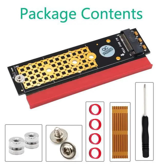 Alt view image 6 of 6 - M.2 NGFF NVMe SSD to PCIE 3.0 X16/X8/X4 Adapter with heatsink for 1U/2U Server and Low Profile PC