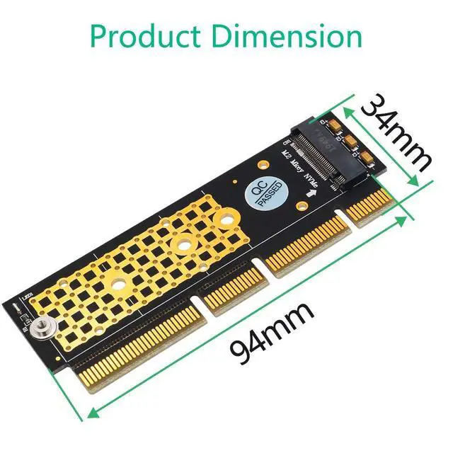Alt view image 4 of 6 - M.2 NGFF NVMe SSD to PCIE 3.0 X16/X8/X4 Adapter with heatsink for 1U/2U Server and Low Profile PC