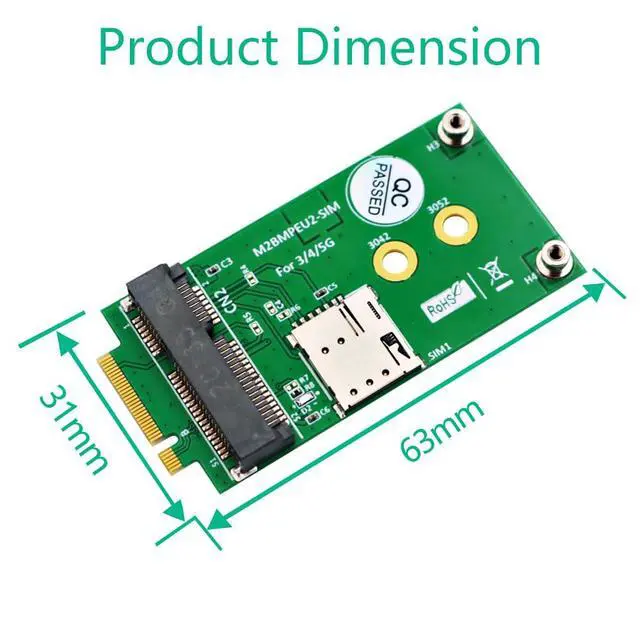 Alt view image 5 of 7 - M.2 Key B to Mini PCI-E Adapter with SIM Card Slot for 3G/4G/5G Module