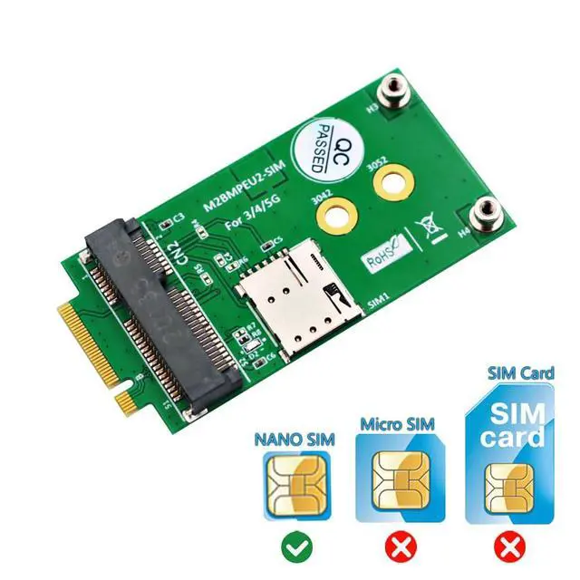 Alt view image 4 of 7 - M.2 Key B to Mini PCI-E Adapter with SIM Card Slot for 3G/4G/5G Module