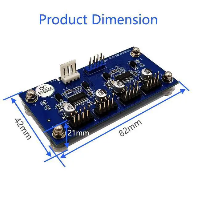Alt view image 4 of 7 - 9pin USB Header Male 1 to 4 Female Extension Cable Card Motherboard 9-Pin USB 2.0 HUB 2 to 8-Port USB 2.0 Hub with Additional Power and Magnetic Base