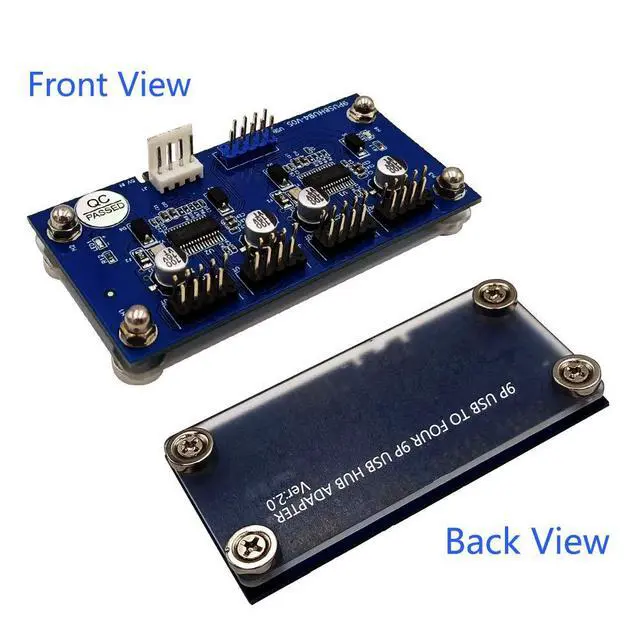 Alt view image 5 of 7 - 9pin USB Header Male 1 to 4 Female Extension Cable Card Motherboard 9-Pin USB 2.0 HUB 2 to 8-Port USB 2.0 Hub with Additional Power and Magnetic Base