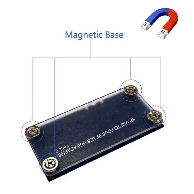 Alt view image 6 of 7 - 9pin USB Header Male 1 to 4 Female Extension Cable Card Motherboard 9-Pin USB 2.0 HUB 2 to 8-Port USB 2.0 Hub with Additional Power and Magnetic Base