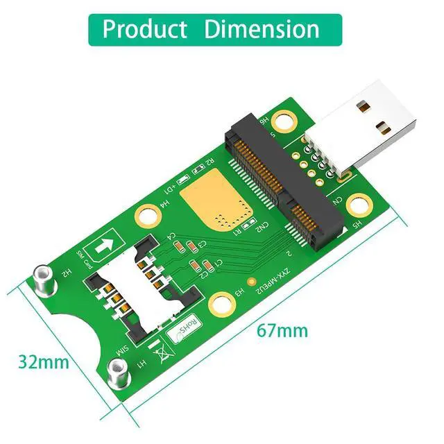 Alt view image 3 of 7 - Mini Pcie USB Adapter SIM to USB Adapter with SIM Card Slot for WWAN/LTE Module