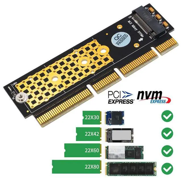 Alt view image 4 of 7 - M.2 NVMe SSD NGFF to PCIE 3.0 X16 /X4 Adapter M Key Interface Card Support PCI Express 3.0 x4 2230-2280 Size m.2 Full Speed (Black Gold)