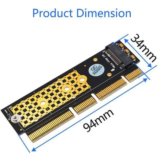 Alt view image 5 of 7 - M.2 NVMe SSD NGFF to PCIE 3.0 X16 /X4 Adapter M Key Interface Card Support PCI Express 3.0 x4 2230-2280 Size m.2 Full Speed (Black Gold)