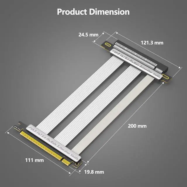 Alt view image 5 of 7 - PCI-E 5.0 16X Expansion Cable 180 Degree Vertical Installation GPU Cable for Desktop PC.