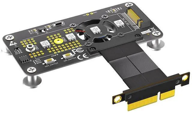 Main image of 3 in 1 Combo M.2(NGFF) NVME M-Key SSD to PCI- E 4X Extension Cable with Cooling Fan and Automatic Discoloration LED