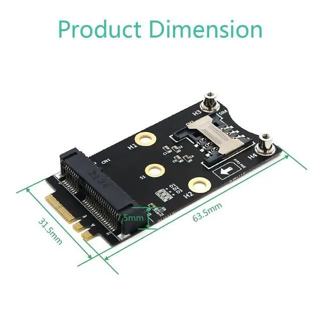 Alt view image 2 of 7 - Mini PCI-E to M.2(NGFF) Key A/E Adapter with SIM Card Slot