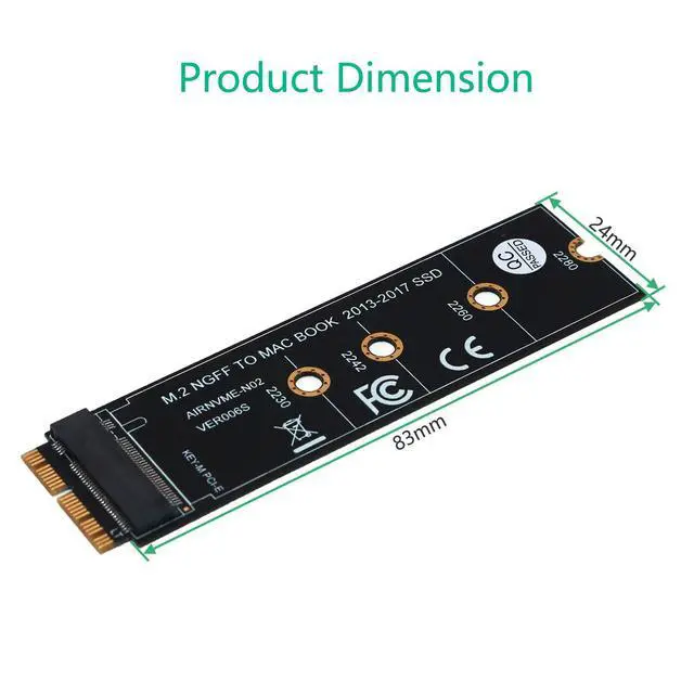 Alt view image 5 of 7 - M.2 NVME SSD Convert Adapter Card for Upgrade MacBook Air (2013-2017)