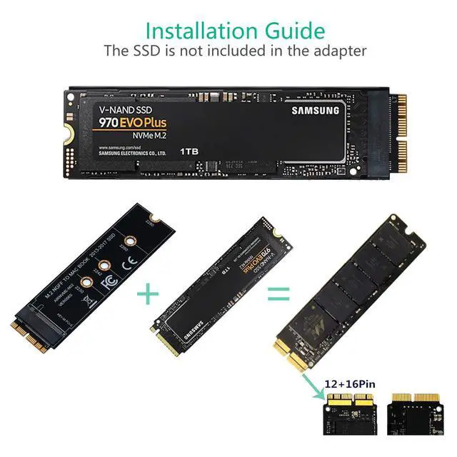 Alt view image 4 of 7 - M.2 NVME SSD Convert Adapter Card for Upgrade MacBook Air (2013-2017)