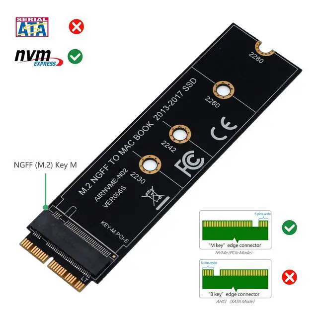 Alt view image 6 of 7 - M.2 NVME SSD Convert Adapter Card for Upgrade MacBook Air (2013-2017)