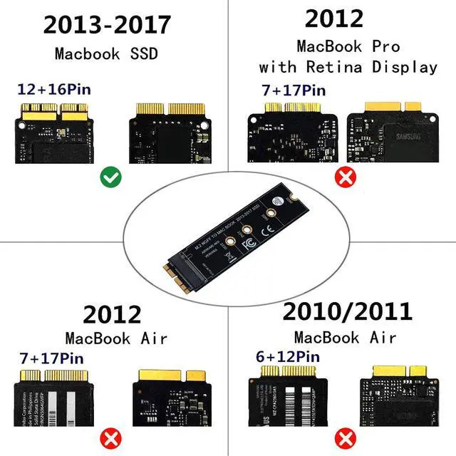 Alt view image 7 of 7 - M.2 NVME SSD Convert Adapter Card for Upgrade MacBook Air (2013-2017)