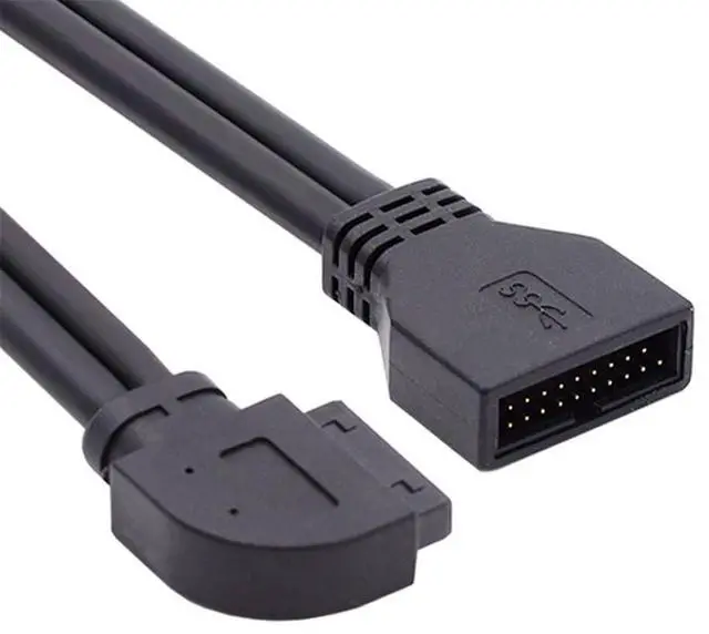 Main image of Left Angled USB 3.0 20Pin 19Pin Male to Female Extension 5Gbps Cable 90 Degree for Motherboard Mainboard