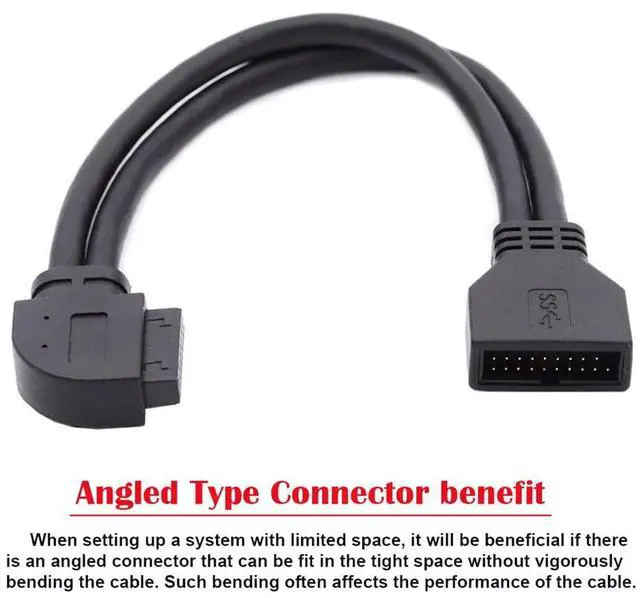 Alt view image 7 of 7 - Left Angled USB 3.0 20Pin 19Pin Male to Female Extension 5Gbps Cable 90 Degree for Motherboard Mainboard