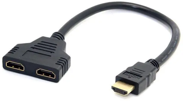 Alt view image 6 of 7 - HDMI Male to 2 HDMI Female 1 in 2 Out Splitter Cable Adapter Converter