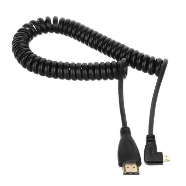 Alt view image 3 of 7 - chenyang Stretch Coiled Left Angled 90 Degree Micro HDMI to HDMI Male HDTV 4K Cable for Cell Phone & Tablet & Camera (Left Angled)