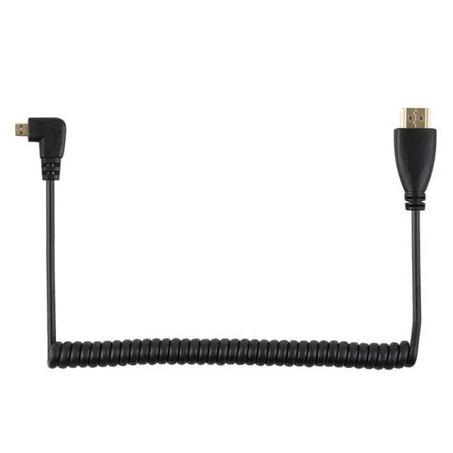 Alt view image 5 of 7 - chenyang Stretch Coiled Left Angled 90 Degree Micro HDMI to HDMI Male HDTV 4K Cable for Cell Phone & Tablet & Camera (Left Angled)