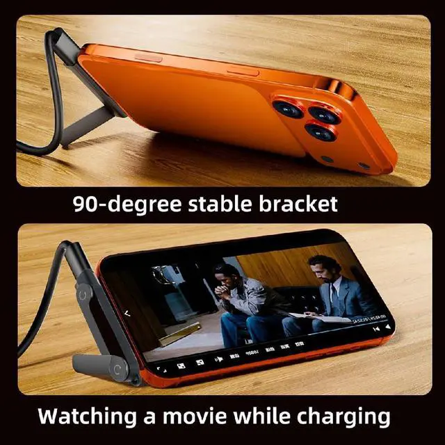 Alt view image 4 of 7 - Adapter 240W Type-C Fast Charging Adapter with Built-in Phone Stand Dual Holder Durable Charger Bracket USB-C Male to Female Foldable