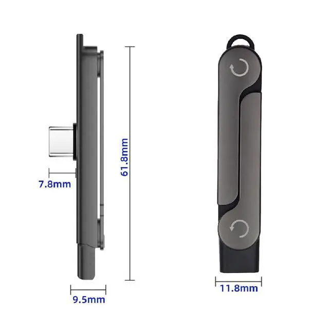 Alt view image 5 of 7 - Adapter 240W Type-C Fast Charging Adapter with Built-in Phone Stand Dual Holder Durable Charger Bracket USB-C Male to Female Foldable
