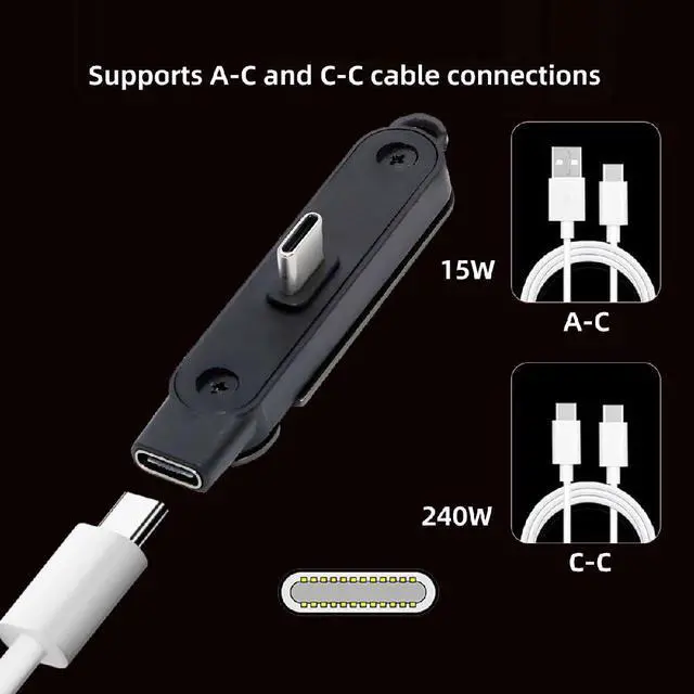 Alt view image 6 of 7 - Adapter 240W Type-C Fast Charging Adapter with Built-in Phone Stand Dual Holder Durable Charger Bracket USB-C Male to Female Foldable