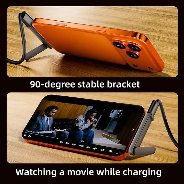 Alt view image 4 of 7 - Adapter 240W Type-C Fast Charging Adapter with Built-in Phone Stand Single Holder Durable Charger Bracket USB-C Male to Female Foldable