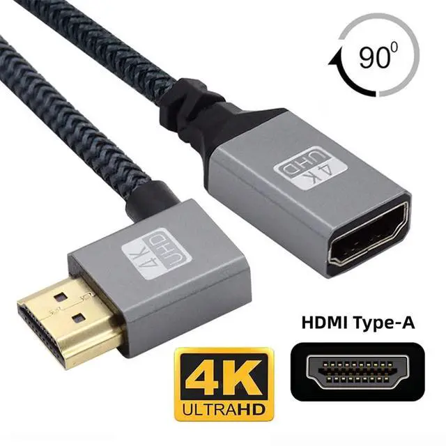 Alt view image 6 of 7 - High Speed A Male HDMI 1.4 to A Female Extension Cable Left Angled Support HDTV 4K 60hz 3D