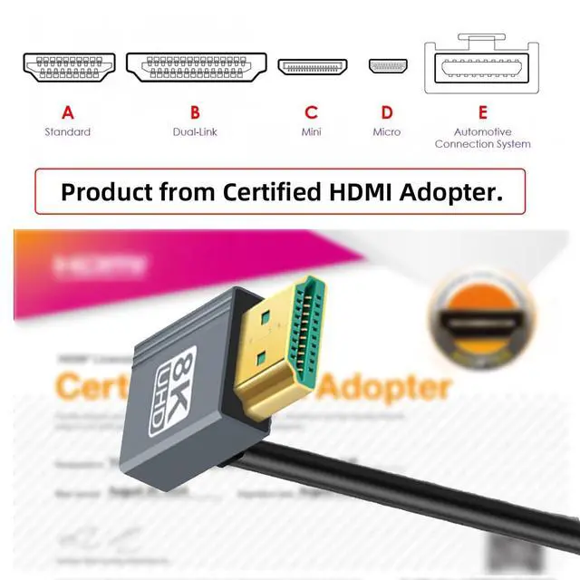 Alt view image 7 of 7 - HDMI 2.1 Cable,HDMI Male to Male 8K@60Hz 4K@120Hz 48Gbps Ultra High-Speed Flexibility Gold-Plated Cable 2.0M for TV, Monitor, Computer