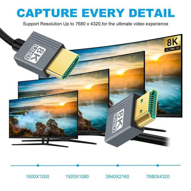 Alt view image 7 of 7 - Up Angled Ultra Soft HDMI 2.1 to HDMI 8K High Flex 90 Degree HDTV Cable Hyper Super Flexible Cord High Speed Type-A Male to Male for Computer HDTV (Up Angled 200cm)