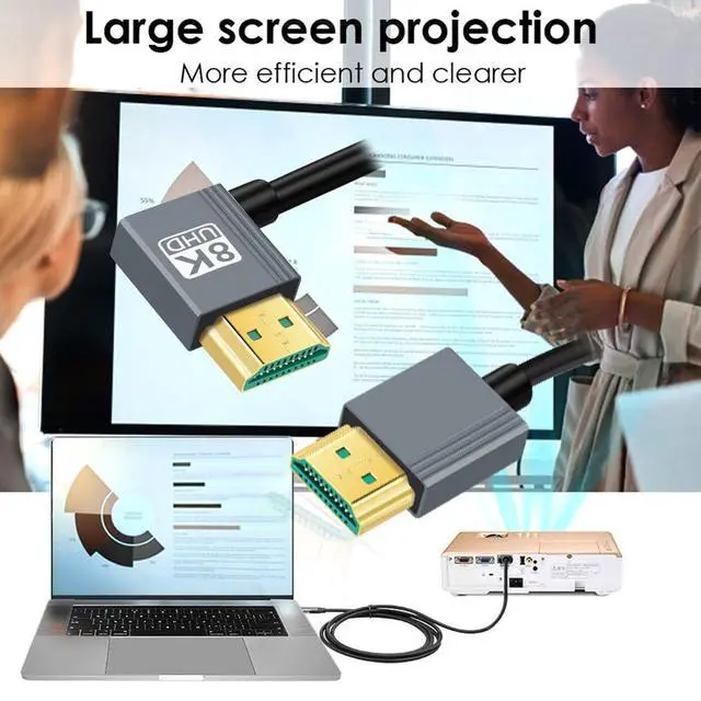 Alt view image 7 of 7 - Right Angled Ultra Soft HDMI 2.1 to HDMI 8K High Flex 90 Degree HDTV Cable Hyper Super Flexible Cord High Speed Type-A Male to Male for Computer HDTV (Right Angled 200cm)