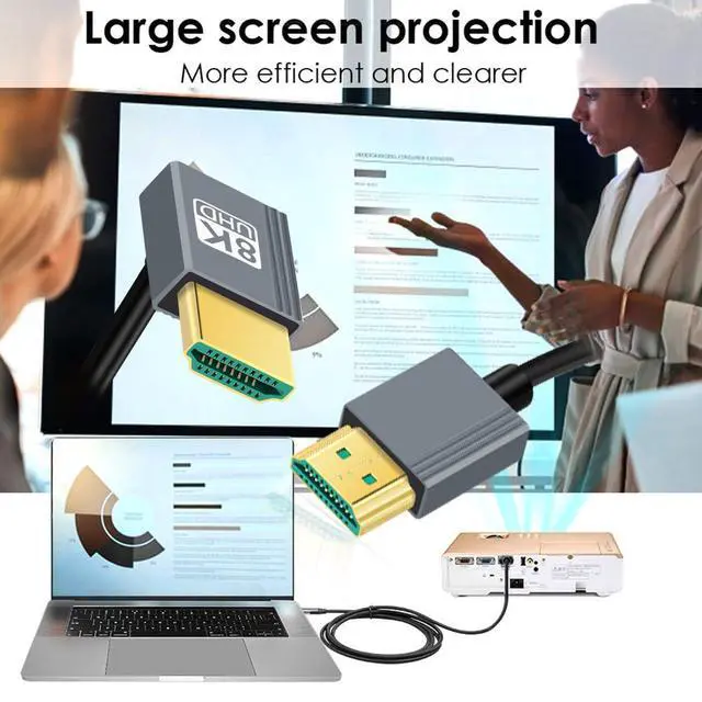 Alt view image 7 of 7 - Down Angled Ultra Soft HDMI 2.1 to HDMI 8K High Flex 90 Degree HDTV Cable Hyper Super Flexible Cord High Speed Type-A Male to Male for Computer HDTV (Down Angled 200cm)