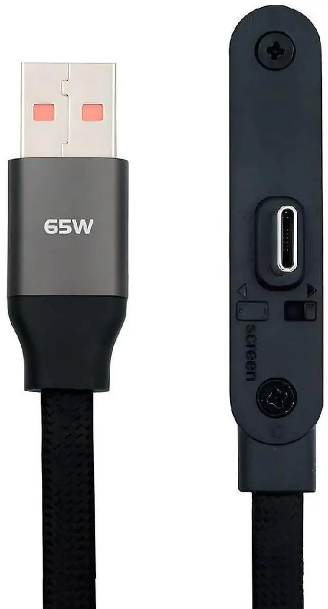 Main image of 65W Type-A Fast Charging Cable Angled Type-C with Built-in Phone Stand Dual Holder Durable USB C Charger Cord Bracket Foldable