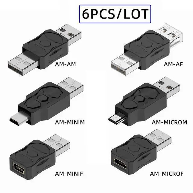 Alt view image 7 of 7 - 6pcs/lot Type-A Micro USB 2.0 Mini USB 5Pin Male to Female Extension Data Power Adapter