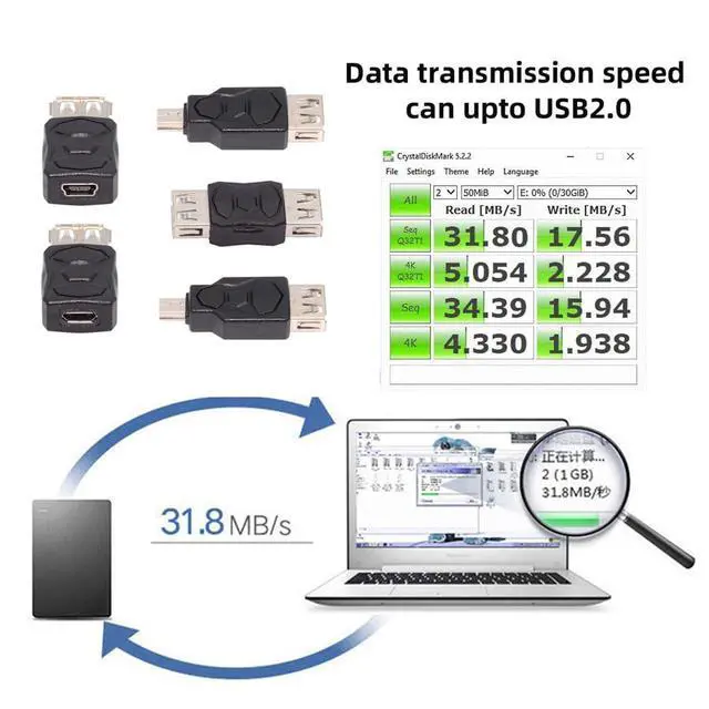 Alt view image 2 of 7 - 5pcs/lot Micro USB 2.0 OTG Mini USB 5Pin Type-A Male to Female Data Charge Adapter