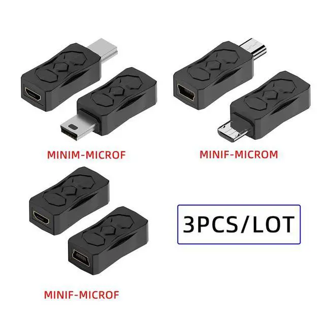Alt view image 7 of 7 - 3pcs/lot Micro USB 2.0 to Mini USB 5Pin Male to Female Extension Data Power Adapter