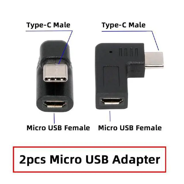 Alt view image 4 of 7 - 4pcs/lot USB-C USB2.0 Type C 480Mbps Male to Micro & Mini USB Female Power Data Adapter Opposite Right Back Angled