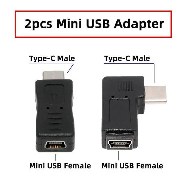 Alt view image 5 of 7 - 4pcs/lot USB-C USB2.0 Type C 480Mbps Male to Micro & Mini USB Female Power Data Adapter Opposite Right Back Angled