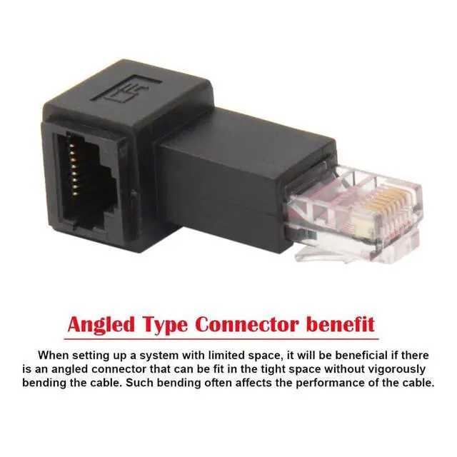 Alt view image 2 of 7 - Right Angled 90 Degree 8P8C FTP STP UTP Cat 5e Male to Female LAN Ethernet Network Extension Adapter