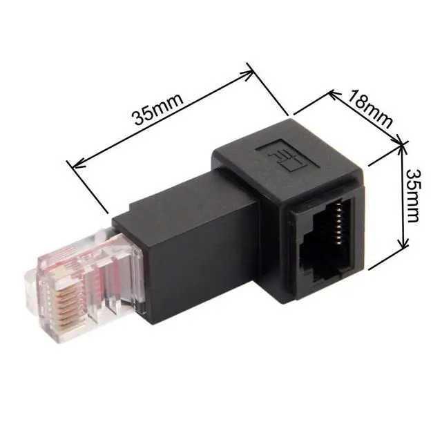 Alt view image 2 of 7 - Up Angled 90 Degree 8P8C FTP STP UTP Cat 5e Male to Female LAN Ethernet Network Extension Adapter